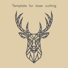 	
Template animal for laser cutting. Abstract geometric deer for cut. Stencil for decorative panel of wood, metal, paper. Vector illustration.