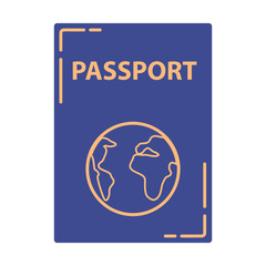 Passport document nationality. Globe earth. Identification document.World map Icon flat vector.
