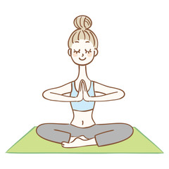 女性　ヨガ　瞑想