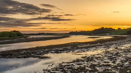 Evening at the River Tweed near Berwick-upon-Tweed in Northumberland, England, UK