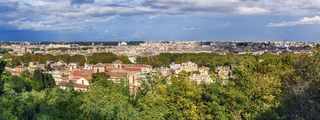 Fototapeta na wymiar Panorama Arial view of Rome city from Janiculum hill, Terrazza del Gianicolo. Rome. Italy