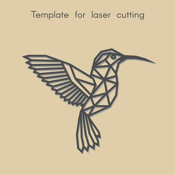 	
Template animal for laser cutting. Abstract geometric hummingbird for cut. Stencil for decorative panel of wood, metal, paper. Vector illustration.