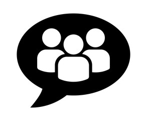 Group chat or chatroom with multiple people chatting flat vector icon for apps and websites
