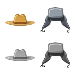 Vector design of headgear and cap logo. Set of headgear and accessory vector icon for stock.