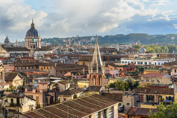 Fototapeta na wymiar View on Rome from Terrazza Viale del Belvedere. Italy