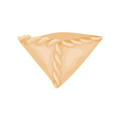 Flat vector icon of Traditional Tibetan momo. Dumpling dough of triangular shape. Culinary theme