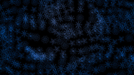 Abstract background with a variety of colorful snowflakes. Big and small.