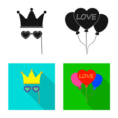 Vector design of party and birthday icon. Collection of party and celebration stock symbol for web.