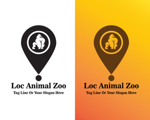 Ape Logo Design Gorilla Monkey Ape Animal Logo Map Set