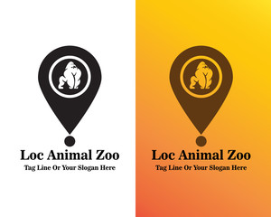 Ape Logo Design Gorilla Monkey Ape Animal Logo Map  Set
