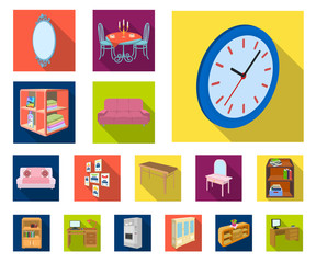 Furniture and interior flat icons in set collection for design. Home furnishings vector isometric symbol stock web illustration.