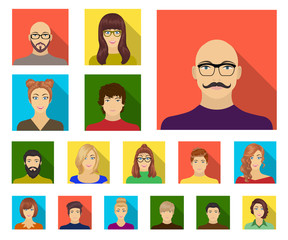 Fototapeta premium Avatar and face flat icons in set collection for design. A person's appearance vector symbol stock web illustration.