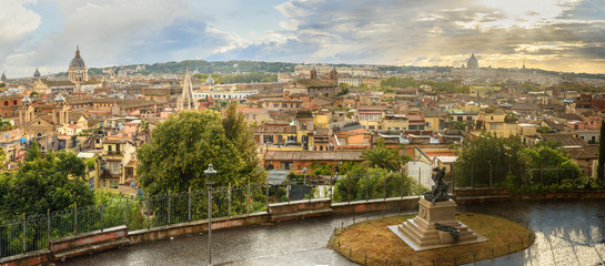 Panorama view on Rome from Terrazza Viale del Belvedere. Italy