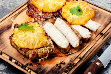 Meat with pineapple