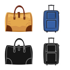 Vector design of suitcase and baggage icon. Set of suitcase and journey stock vector illustration.