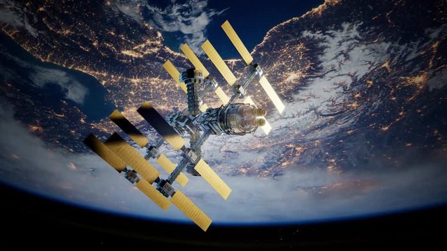 Earth and outer space station iss. Elements of this image furnished by NASA.
