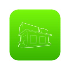 Small house icon green vector isolated on white background