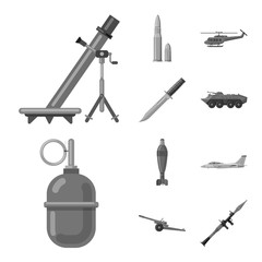 Isolated object of weapon and gun logo. Collection of weapon and army stock symbol for web.