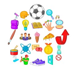 Perfect world icons set. Cartoon set of 25 perfect world vector icons for web isolated on white background