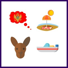 4 island icon. Vector illustration island set. boat and montenegro icons for island works