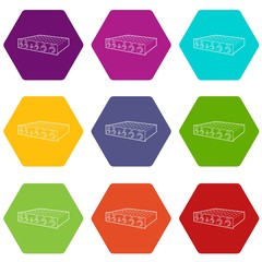 Amplifier icons 9 set coloful isolated on white for web
