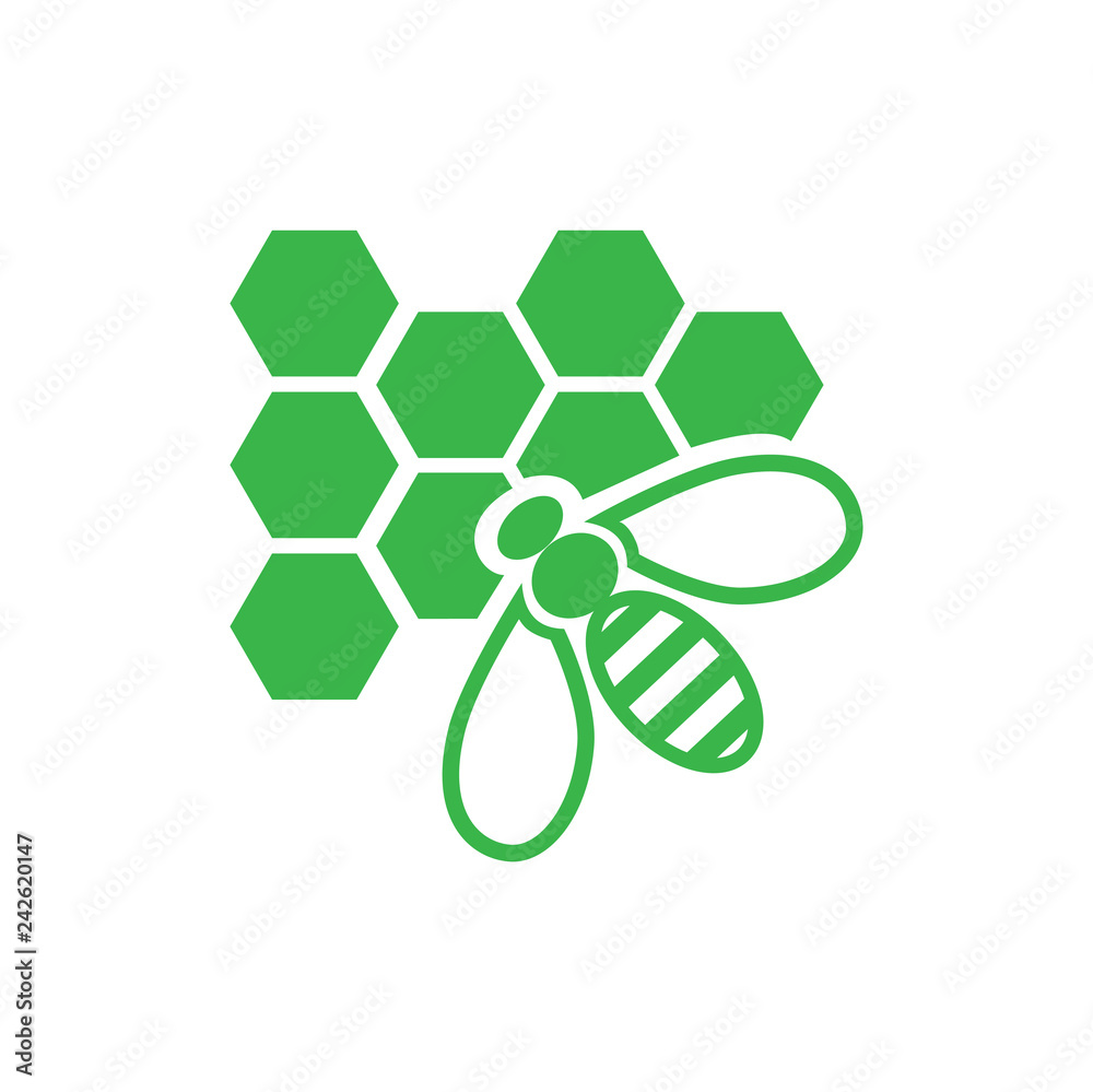 Fototapete Bee with cells icon on white background for graphic and web design, Modern simple vector sign. Internet concept. Trendy symbol for website design web button or mobile app