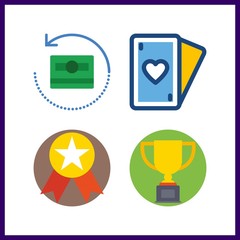 4 winner icon. Vector illustration winner set. medal and money icons for winner works