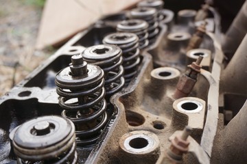Obraz na płótnie Canvas Close up machine car in industry site