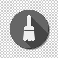 Paint brush, simple icon. flat icon, long shadow, circle, transparent grid. Badge or sticker style