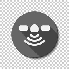 Satellite of gps or internet technology, icon. flat icon, long shadow, circle, transparent grid. Badge or sticker style