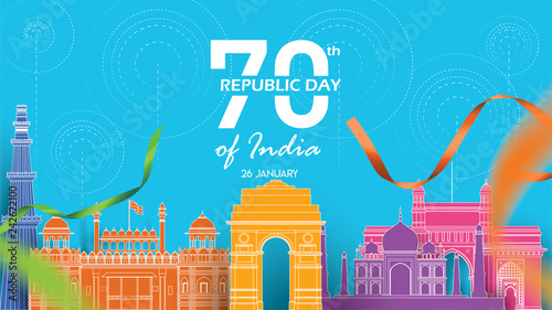 Happy Indian Republic Day Vector Illustration Or Background For 26
