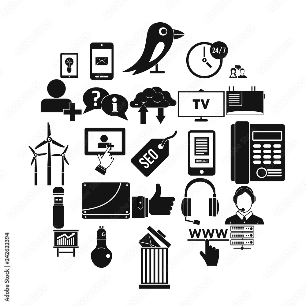 Poster negotiation icons set. simple set of 25 negotiation vector icons for web isolated on white backgroun