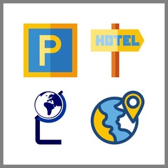 4 continent icon. Vector illustration continent set. globe and maps and flags icons for continent works