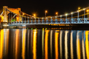 Most Grunwaldzki nocą, Wrocław - obrazy, fototapety, plakaty