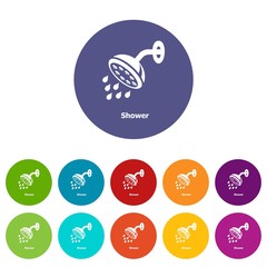 Shower icons color set vector for any web design on white background