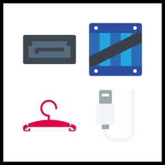 Obraz premium 4 storage icon. Vector illustration storage set. usb and hanger icons for storage works