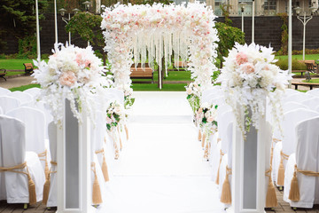 wedding ceremony decoration, beautiful fresh wedding arch