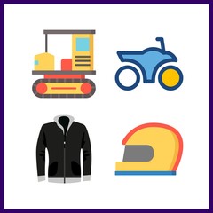 4 motorcycle icon. Vector illustration motorcycle set. all terrain and helmet icons for motorcycle works