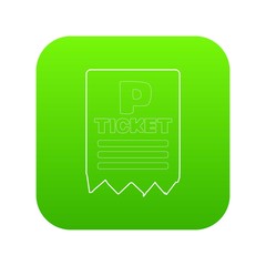 Parking ticket icon green vector isolated on white background