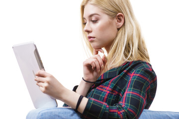 Young woman using tablet