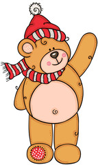 Cute teddy bear In winter clothes