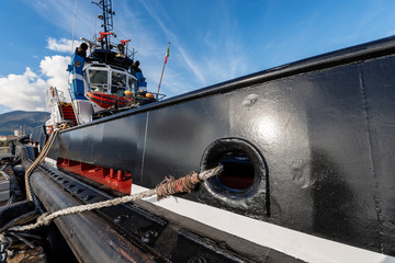 Tugboat moored in the Harbor - La Spezia Italy