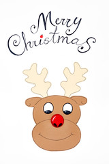 Modern christmas card with reindeer