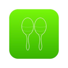 Maracas icon green vector isolated on white background
