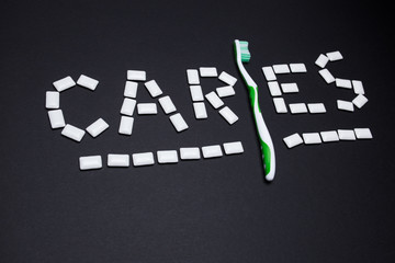 Chewing gum close up on a black background