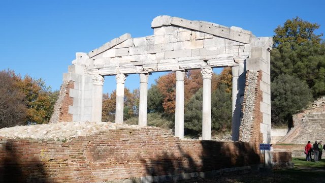 Apollonia Archaeological Park, Fier Prefecture, Albania - december 28 2018: Monument of Agonothetes in Apollonia (Illyria)