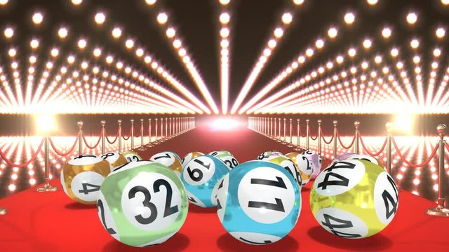 Lottery balls on red carpet video