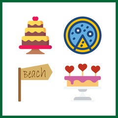 4 baked icon. Vector illustration baked set. wedding cake and pilon icons for baked works