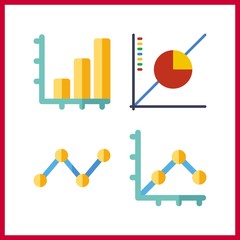 4 increase icon. Vector illustration increase set. bar chart and line graph icons for increase works