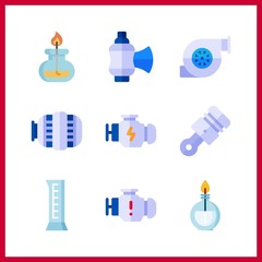 9 fuel icon. Vector illustration fuel set. engine and cylinder icons for fuel works